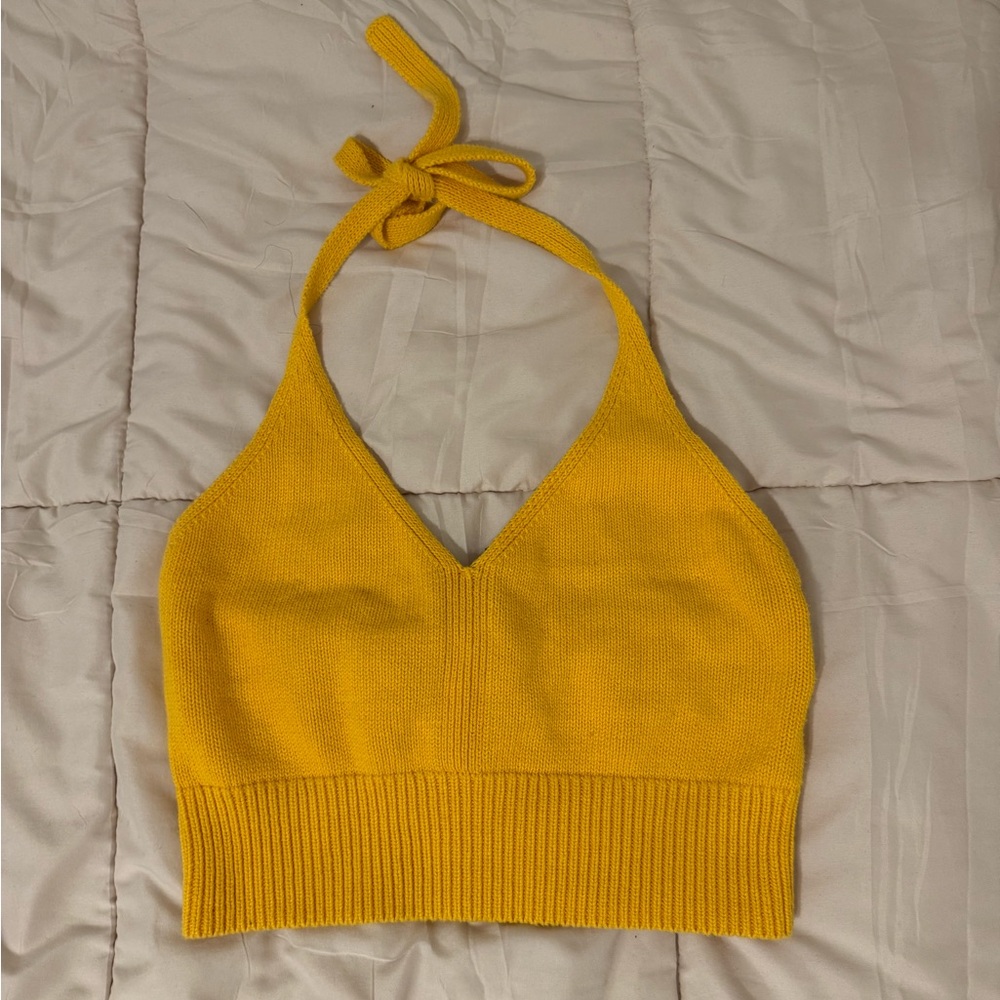 H&M Yellow Knit Crop Top